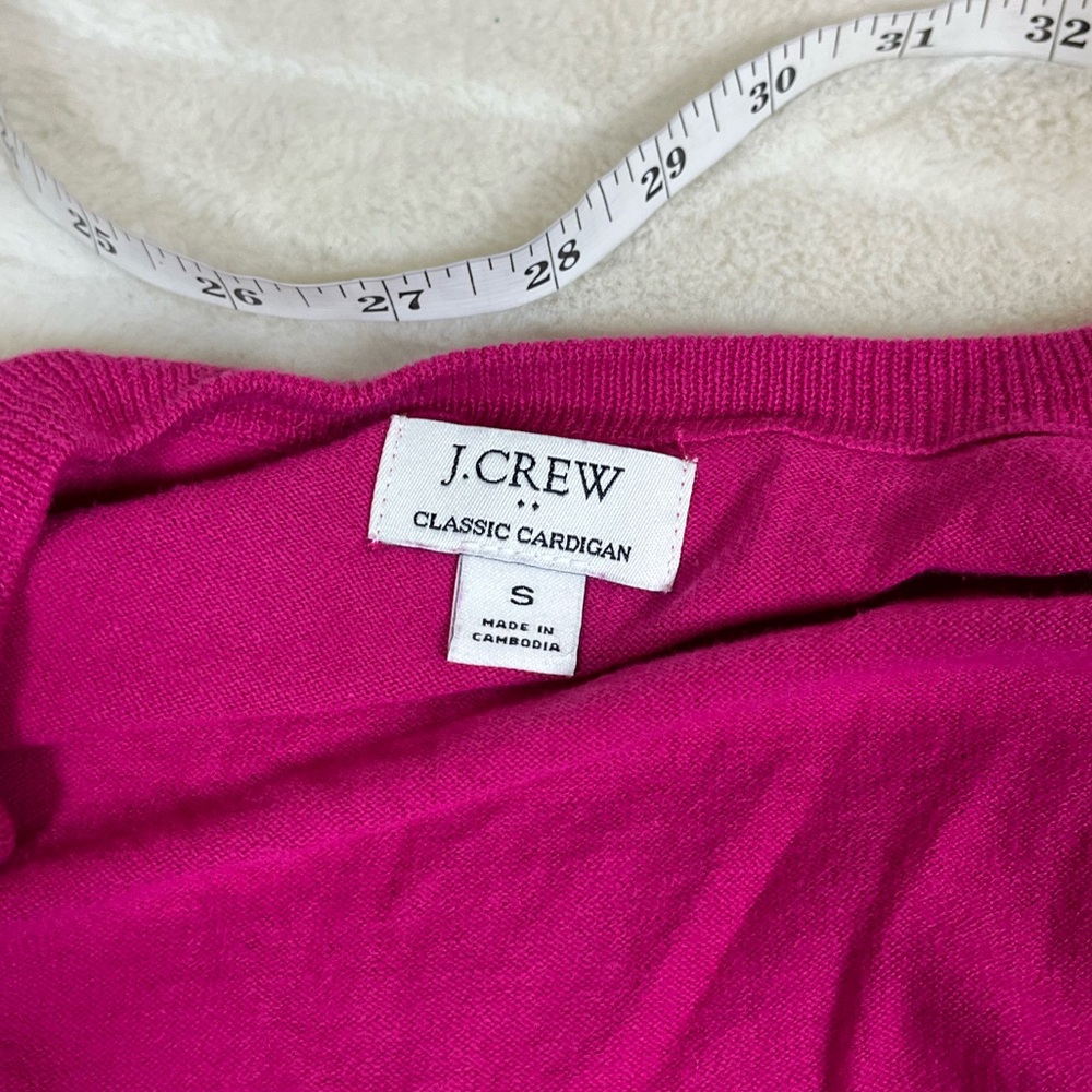 J. Crew Dark Pink XS/S Button Office Preppy Light Cardigan Work Spring Fall Slim